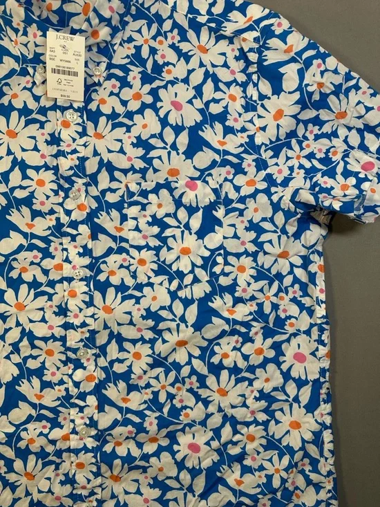 NWT J Crew Factory Short-Sleeve Printed Flex Casual Shirt, Slim Fit - Mens Large - Picture 7 of 14